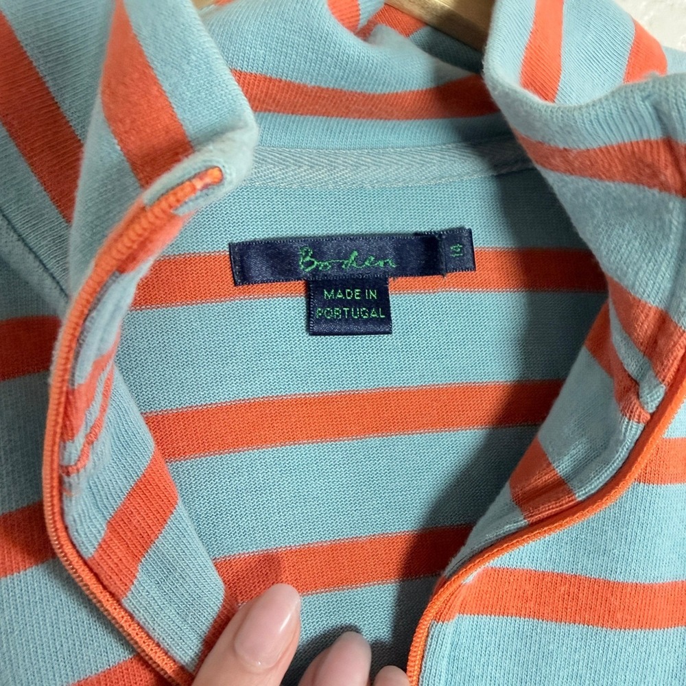 Boden Rugby‎ Striped Pullover Quarter Zip Long Sleeve Top Women Light Casual S - Picture 3 of 7
